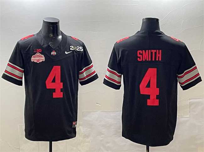 Mens Ohio State Buckeyes #4 Jeremiah Smith Black 2025 CFP Final With National Champions Patch F.U.S.E. Vapor Limited Stitched Football Jersey->ohio state buckeyes->NCAA Jersey